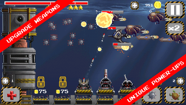 Ships and Rockets Free - Retro Pixel Art TD Arcade Underwate(圖2)-速報App