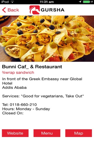 Gursha - Ethiopian Restaurant Directory screenshot 2