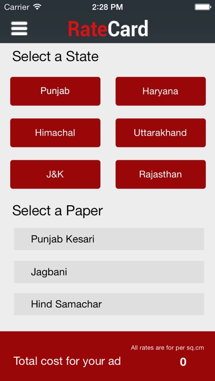 Rate Card Punjab Kesari