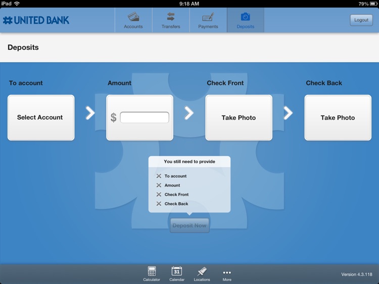 United Bank of Michigan Mobile Banking for iPad screenshot-3