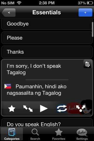 Lingopal Tagalog (Filipino) LITE - talking phrasebook screenshot 2