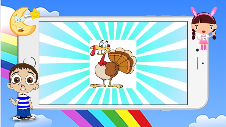 Happy Thanksgiving Greeting Coloring Book - Learn to Painting Cartoon Character For Kids