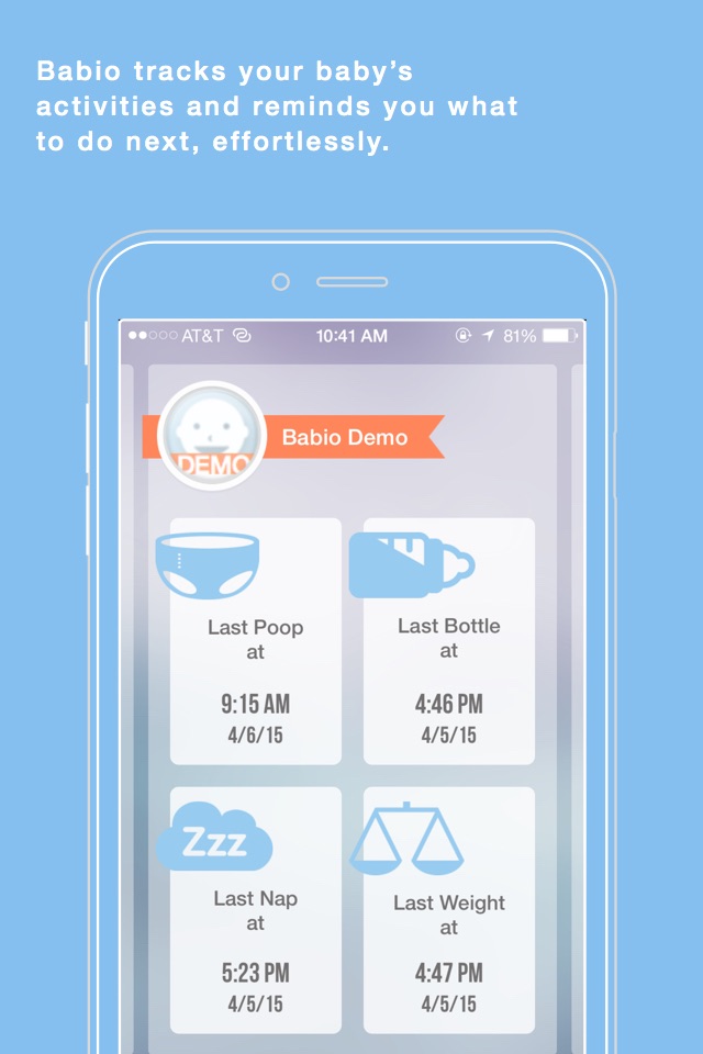 Babio - Baby Activity Tracker & Reminder, Simplified screenshot 2