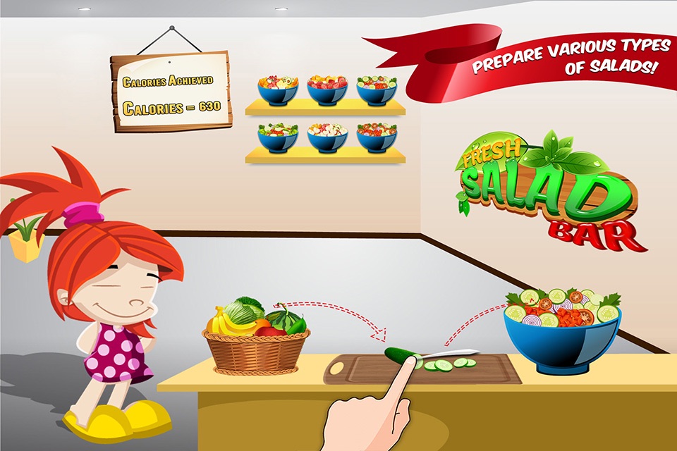Fresh Salad Bar : Healthy Green Food making game for education & learning screenshot 2