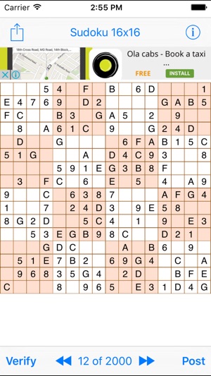 Sudoku 16x16 Game