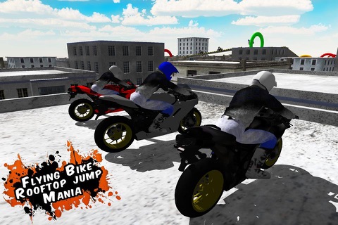 Flying Bike Rooftop Jump Mania - Real Stunt Racing Bike Crash Game screenshot 3