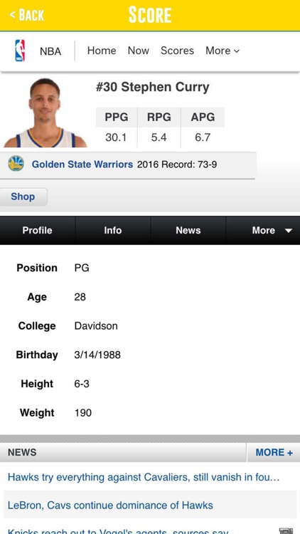 App for Stephen Curry