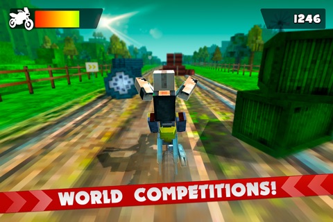 Motocross Stunt Bike Racing Game in a Free Blocky World screenshot 2