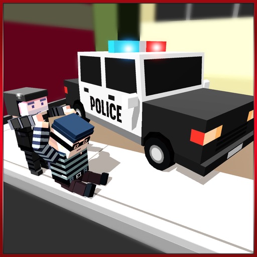 Police Cube Car Craft Sim 3D - Blocky Racing Roads Fever icon