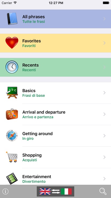 English / Italian Talking Phrasebook Translator Dictionary - Multiphrasebook screenshot-0