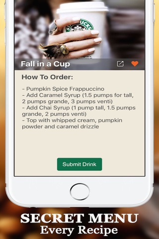 Secret Menu for Starbucks Free- Coffee, Frappuccino, Macchiato, Tea, Cold & Hot Drinks Recipes App screenshot 2