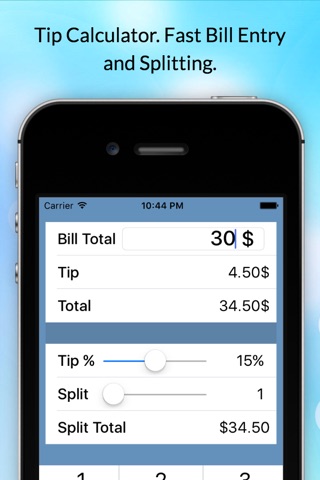 Tip Calculator - Split Bills & Fast Tips at the Restaurant Table for Food, Dining, Drinks and Dating screenshot 2