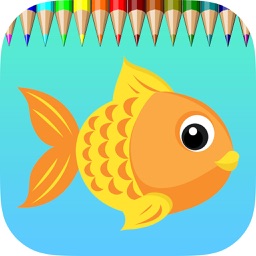 Fish Coloring Book for Children : Learn to color a dolphin, shark, whale, squid and more