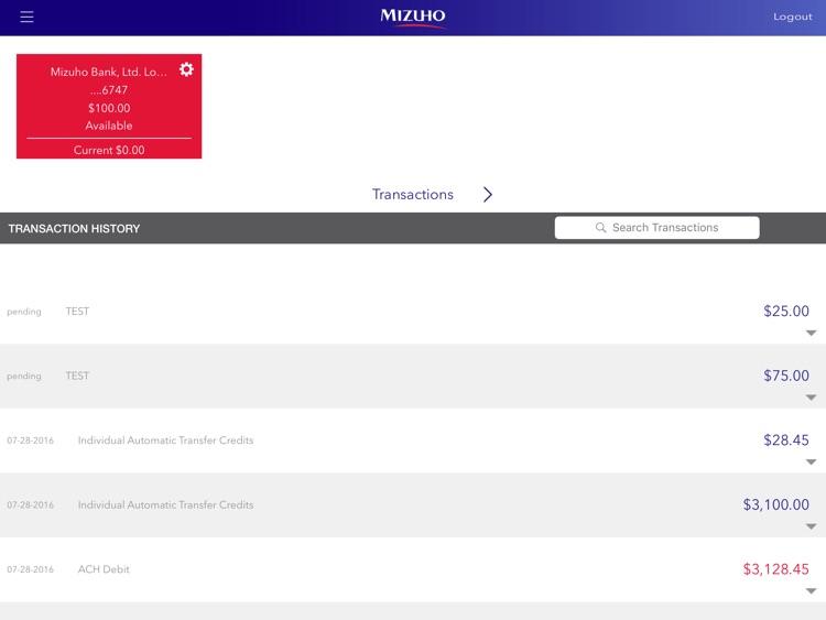 Mizuho Bank Business for iPad