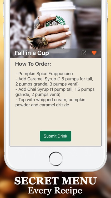 Secret Menu for Starbucks Free- Coffee, Frappuccino, Macchiato, Tea, Cold & Hot Drinks Recipes App