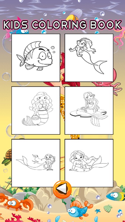 Mermaid Princess Coloring Pages Kids Painting Game