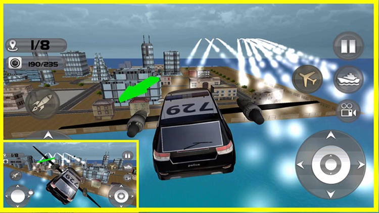 Floating Police Car Flying Cars – Futuristic Flying Cop Airborne flight Simulator FREE game