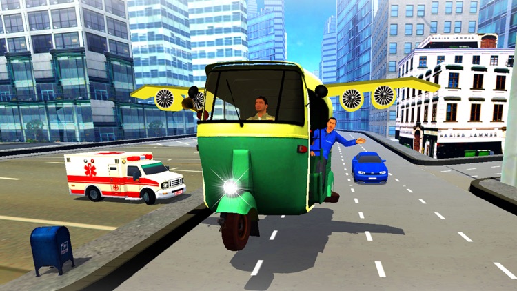 Futuristic Flying tuk tuk rickshaw simulator 3D