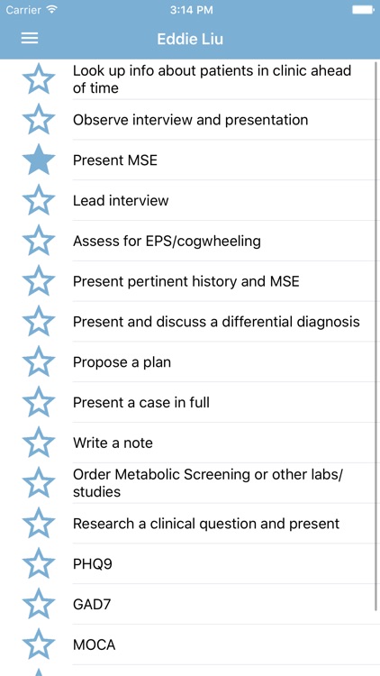 Psych Student Clinical Checklist
