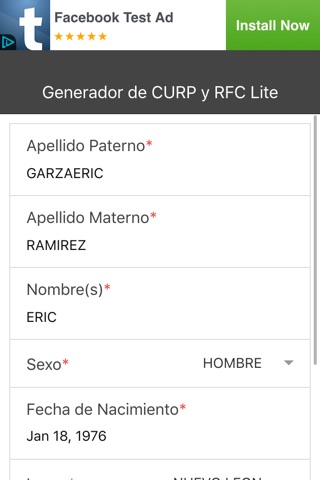 Generador CURP y RFC Lite screenshot 2