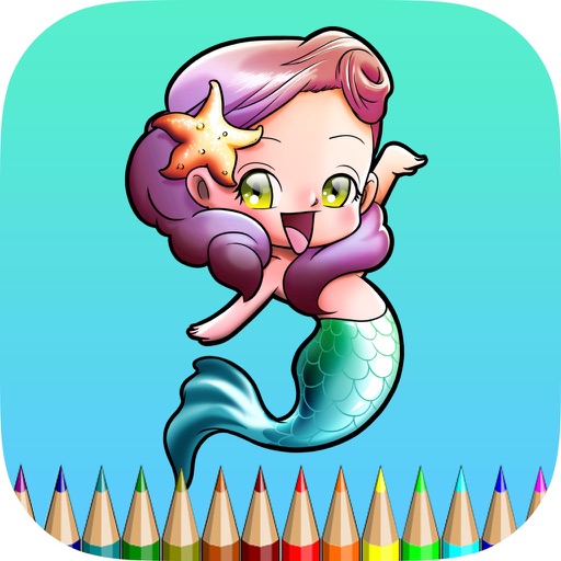 Mermaid Coloring Book For Girls: Learn to color and draw a Mermaid, Free games for children iOS App