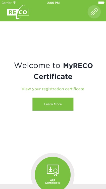 MyReco Certificate