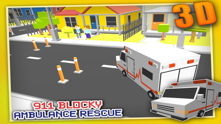 Blocky 911 Ambulance Rescue - Addictive & Funny Real Blocks Simulator Game screenshot-3