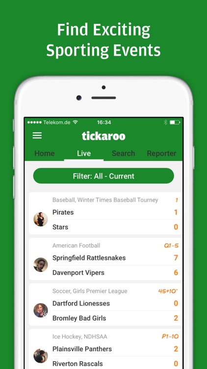 Tickaroo LIVE Sportscasting for various Sports