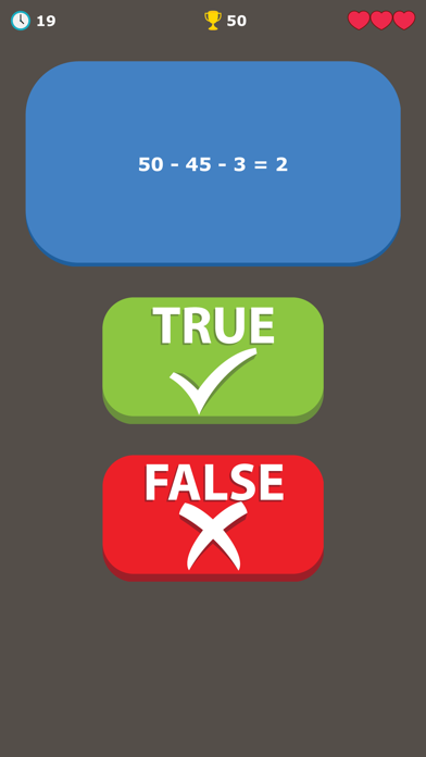 Math Quiz Substraction - True or False Trivia Game screenshot 2