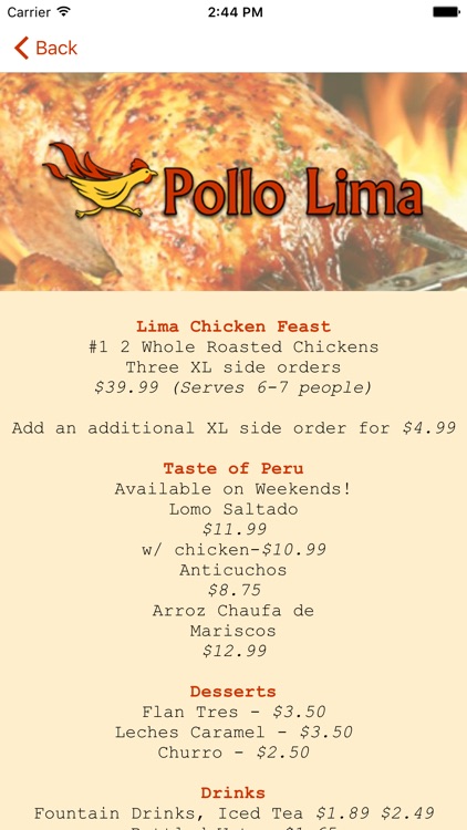 Pollo Lima Restaurant.