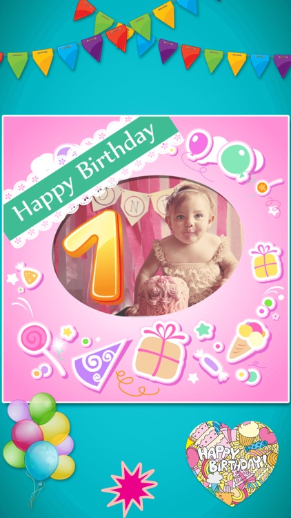 Happy Birthday Photo Frames & Stickers with Stamps screenshot-3