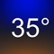 This application shows the current local outdoor temperature, measured by a nearby weather station for which it uses your current location