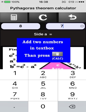 Pythagoras theorem calculator screenshot 3