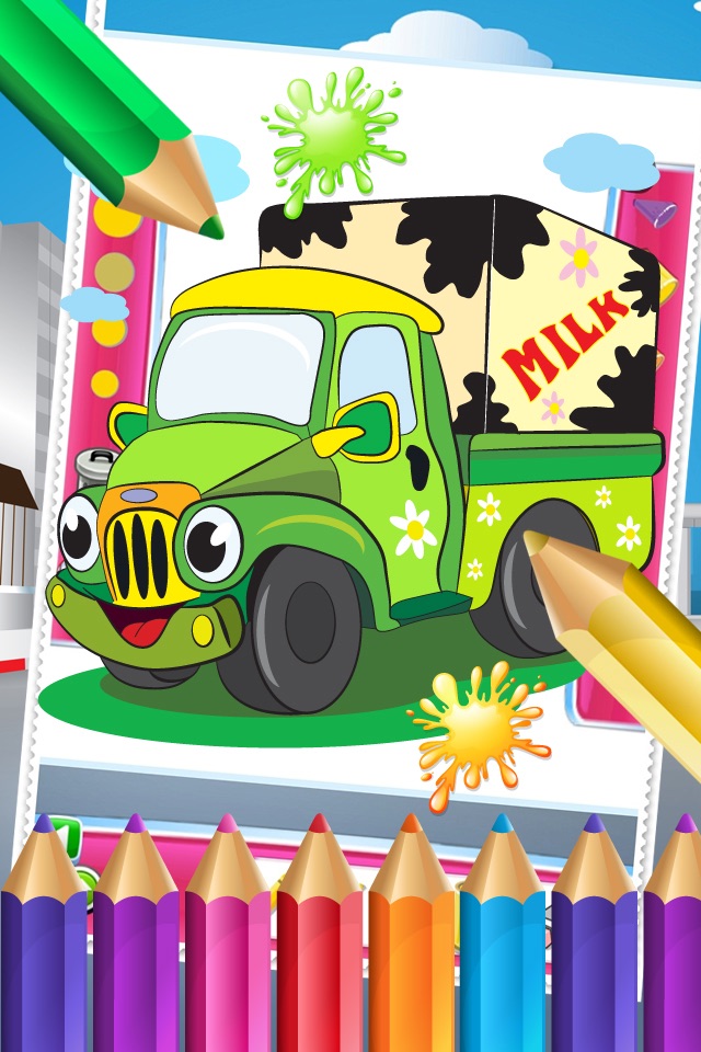 Car in City Coloring Book World Paint and Draw Game for Kids screenshot 4