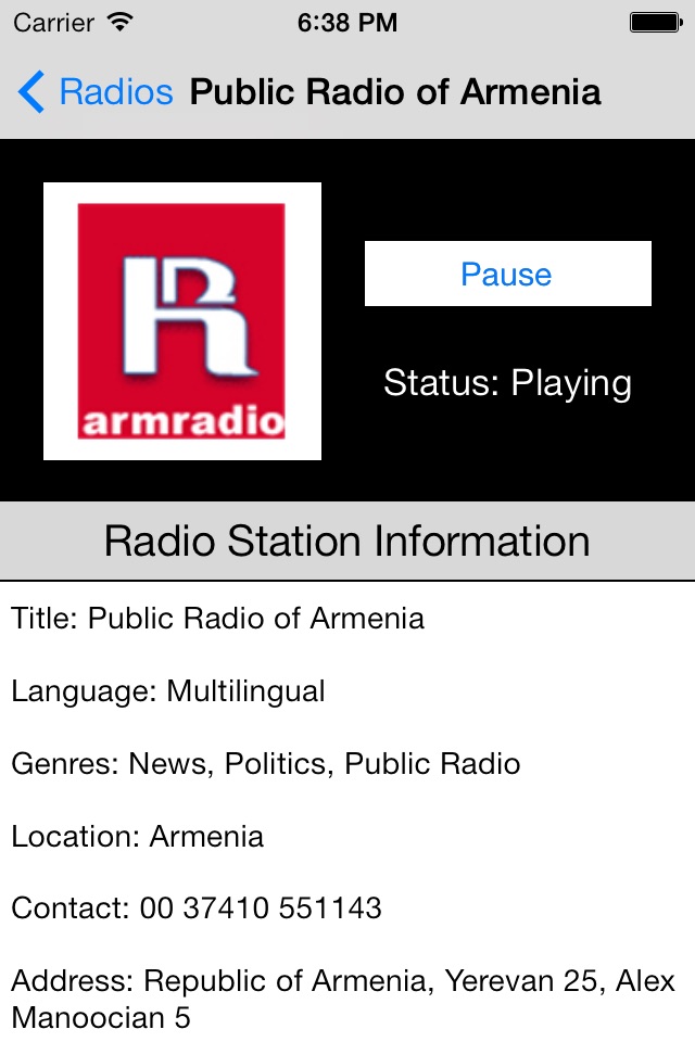Armenia Radio Live Player (Armenian) screenshot 2