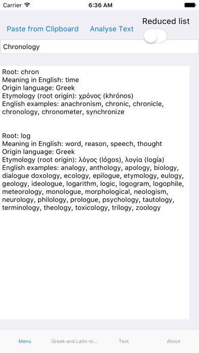 Greek and Latin roots finder screenshot 3