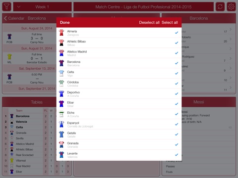 Liga de Fútbol Profesional 2014-2015 - Match Centre screenshot 4