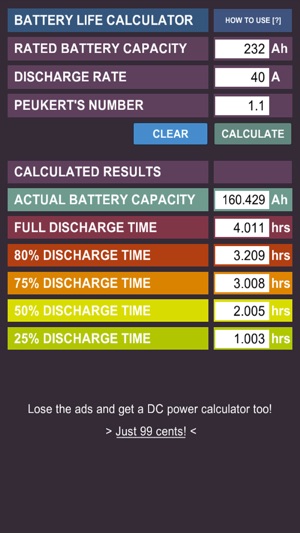 DC Battery Life Calculator Free