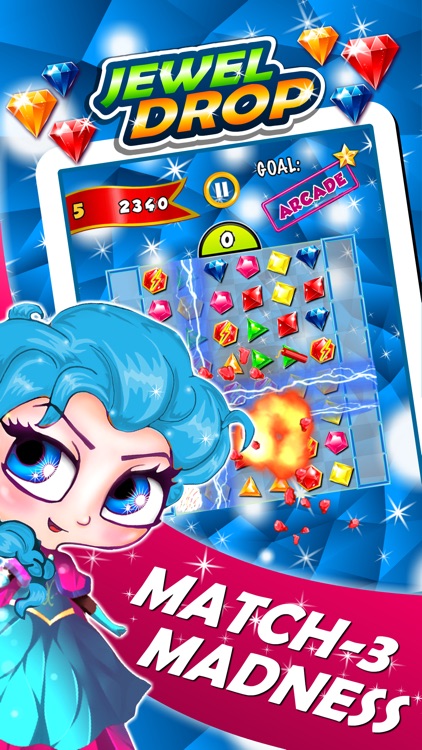 Jewel's Drop Match-3 - diamond game and kids digger's mania hd free