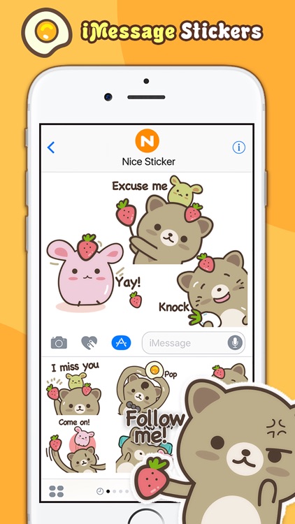 Strawberry Cat - Cute Stickers by NICE Sticker screenshot-3