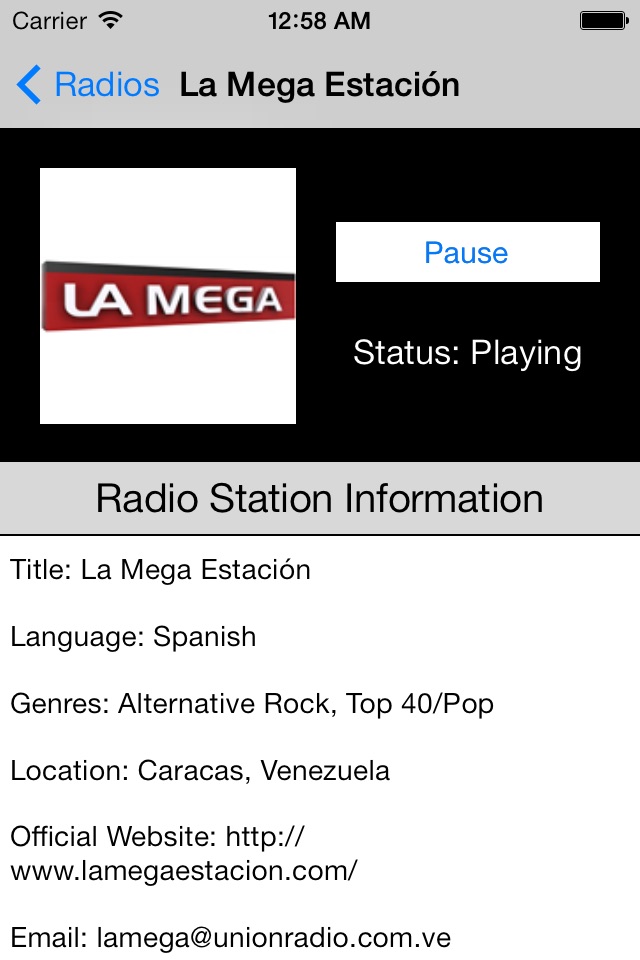 Venezuela Radio Live Player (Caracas / Spanish / español) screenshot 2