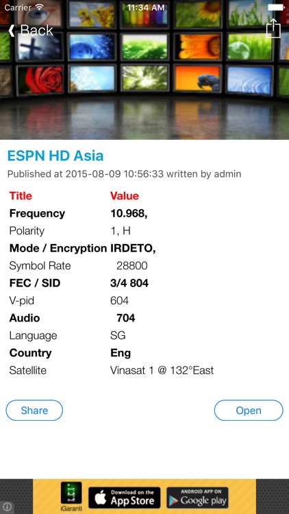 Singapore TV Channels Sat Info