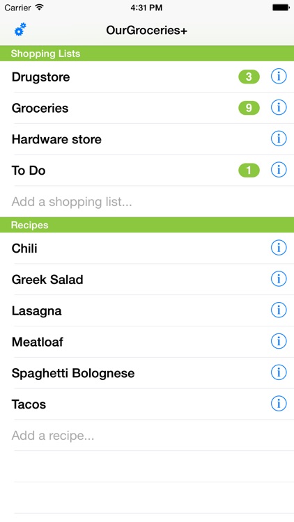 Our Groceries Shopping List