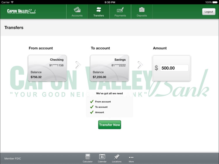 Capon Valley Bank for iPad screenshot-3