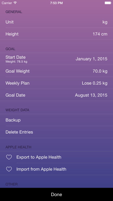 Swift Weight - Track your weight and BMI Screenshot 2