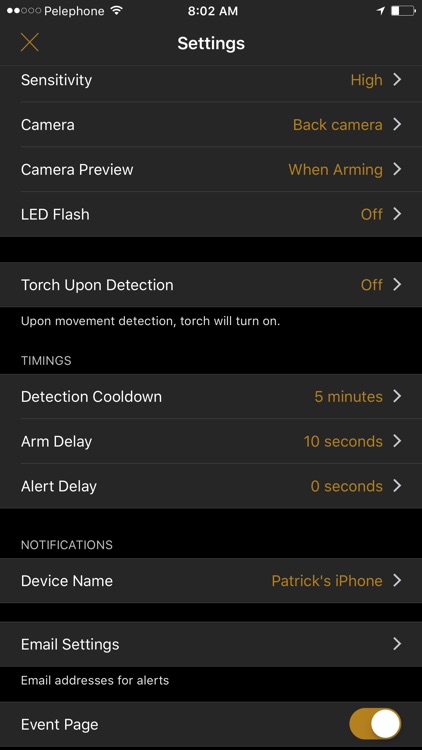 Fidelity Golden Eye, Motion Detector Burglar alarm screenshot-3