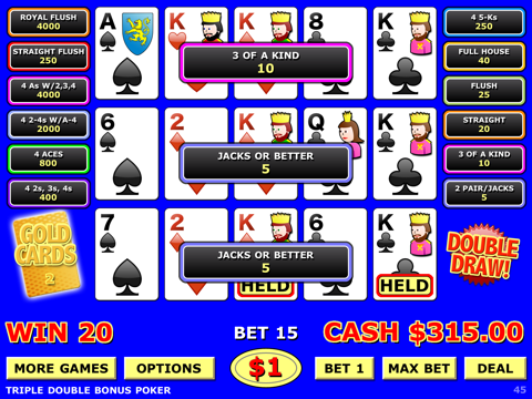 Double Draw Poker Triple Play - náhled