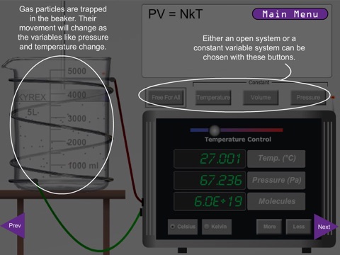 KET Virtual Physics Labs - Ideal Gas Law screenshot 3