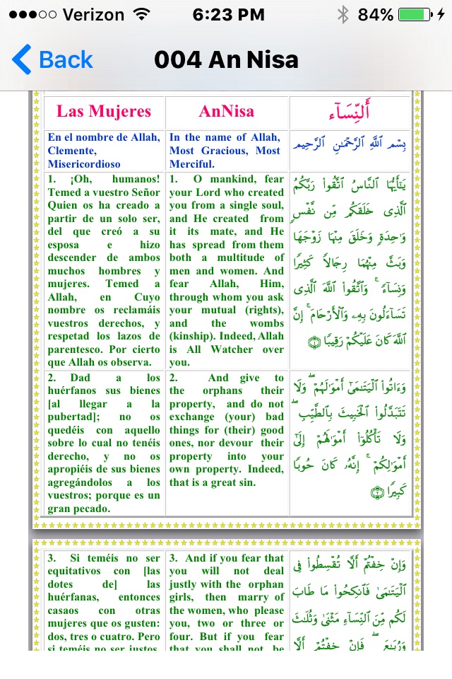 Quran in Color Spanish English Arabic screenshot 2