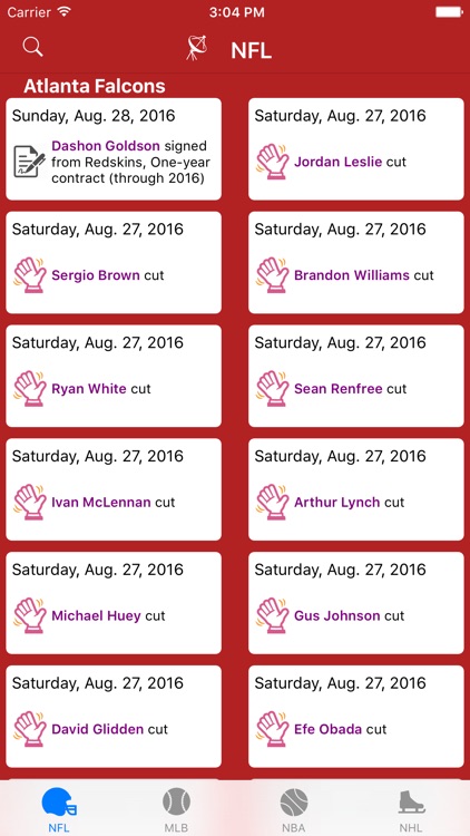 Sports Wire Transactions